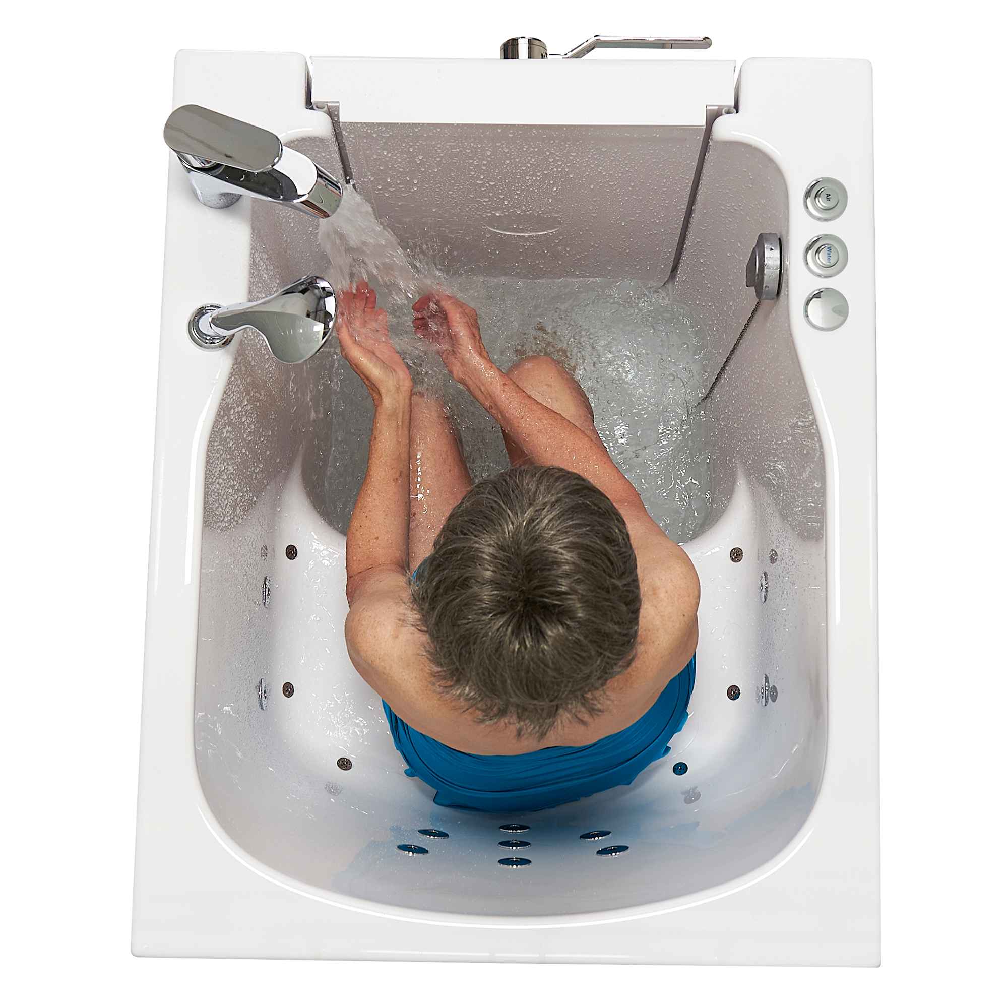 Ella Front Entry 32"x40" Acrylic Air and Hydro Massage Walk-In Bathtub with Outward Swing Door, 2 Piece Fast Fill Faucet, 2"  Drain Bath Tub Ella's Bubbles   