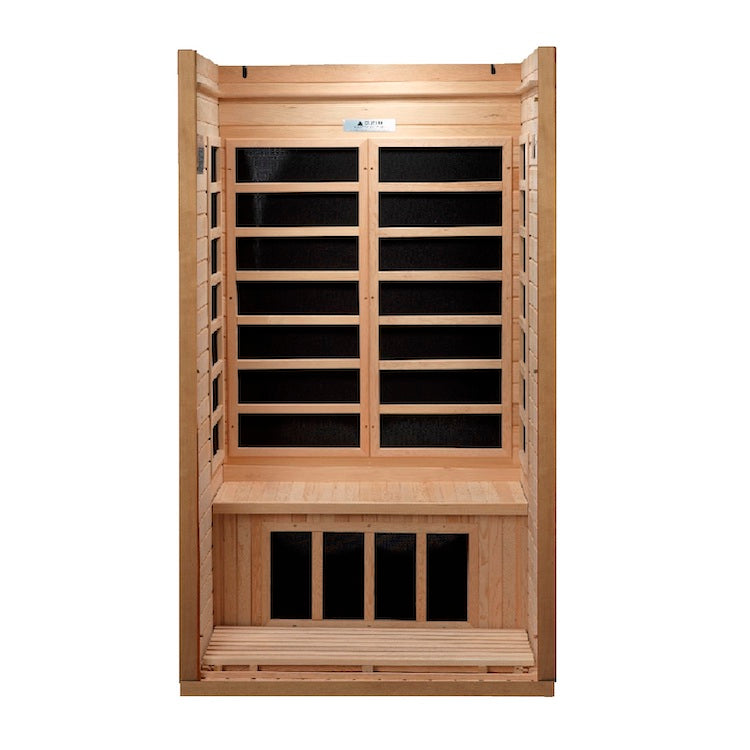 Golden Designs Geneva Elite 1-2-person PureTech™ Near Zero EMF FAR Infrared Sauna (Canadian Hemlock) Saunas Golden Designs