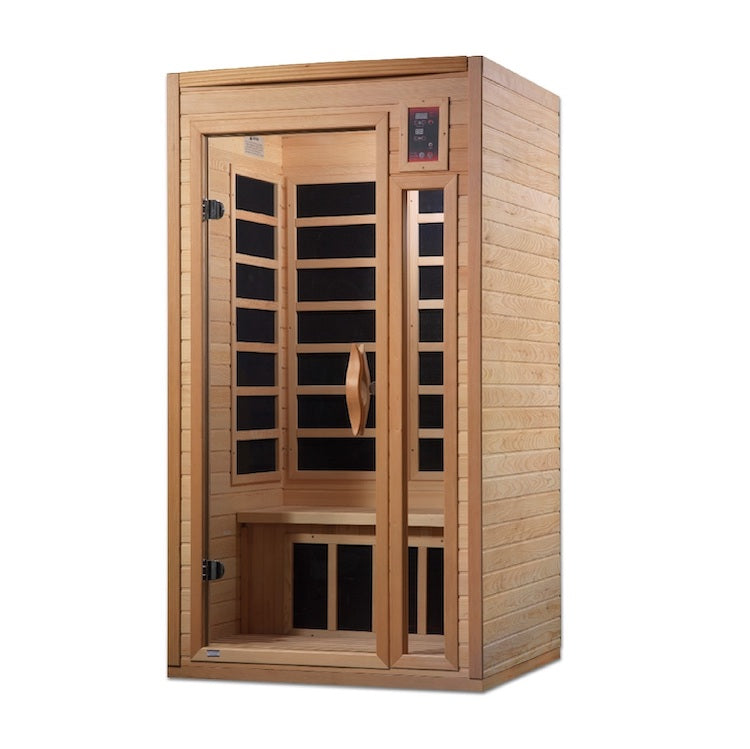 Golden Designs Geneva Elite 1-2-person PureTech™ Near Zero EMF FAR Infrared Sauna (Canadian Hemlock) Saunas Golden Designs