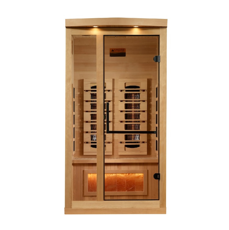 Golden Designs 1-2-Person Full Spectrum PureTech Near Zero EMF FAR Infrared Sauna with Himalayan Salt(Canadian Hemlock) Saunas Golden Designs