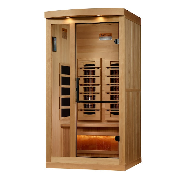 Golden Designs 1-2-Person Full Spectrum PureTech Near Zero EMF FAR Infrared Sauna with Himalayan Salt(Canadian Hemlock) Saunas Golden Designs