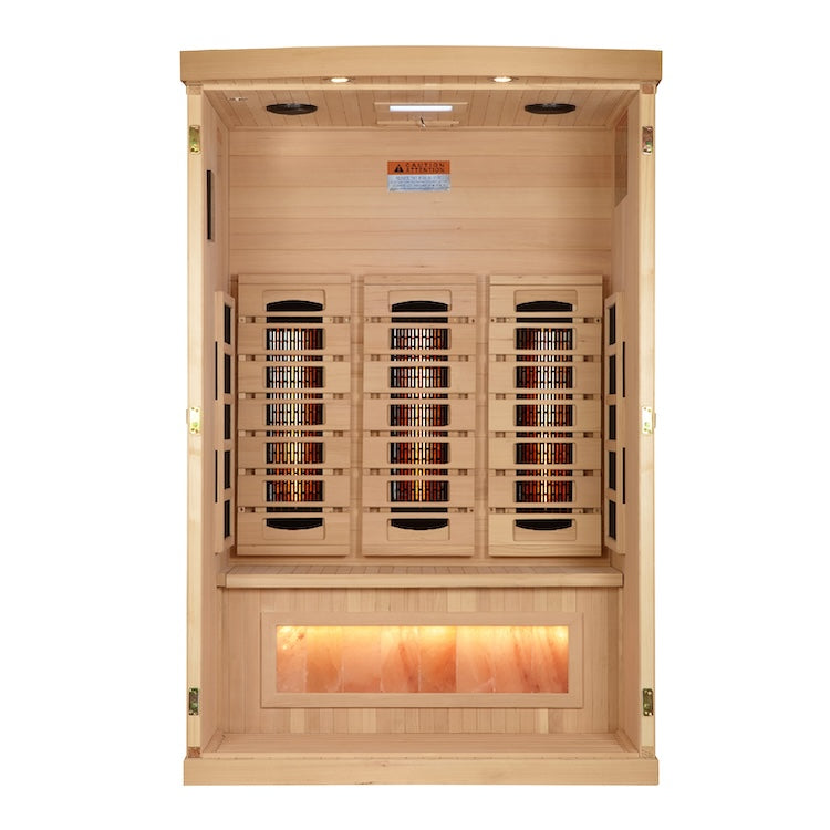 Golden Designs 2-Person Full Spectrum PureTech™ Near Zero EMF FAR Infrared Sauna with Himalayan Salt (Canadian Hemlock) Saunas Golden Designs