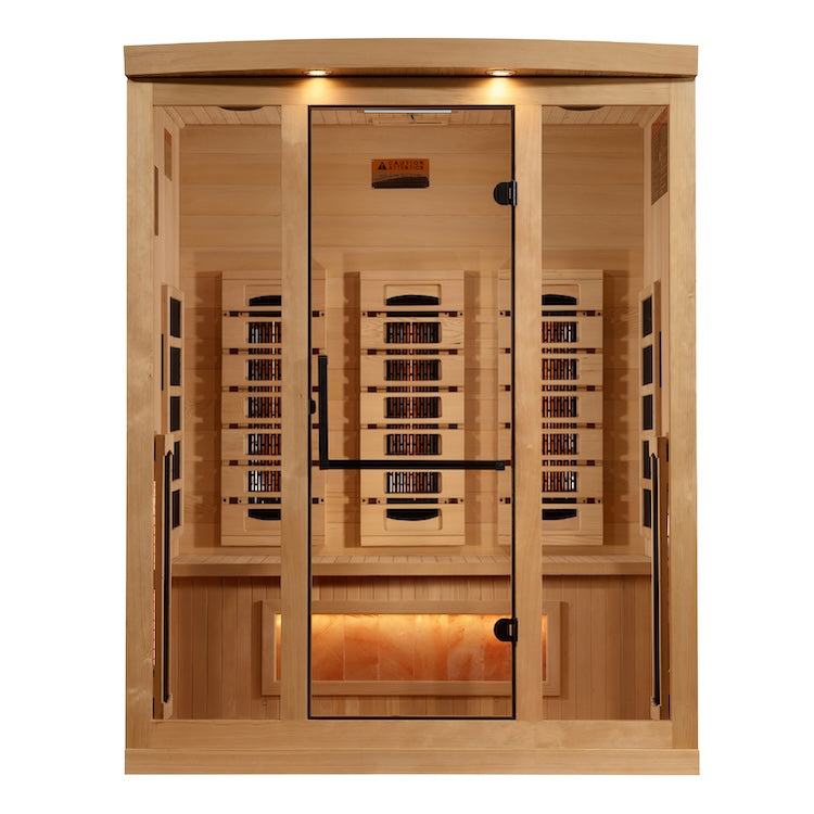 Golden Designs 2025 3-Person Full Spectrum PureTech™ Near Zero EMF FAR Infrared Sauna with Himalayan Salt (Canadian Hemlock) Saunas Golden Designs