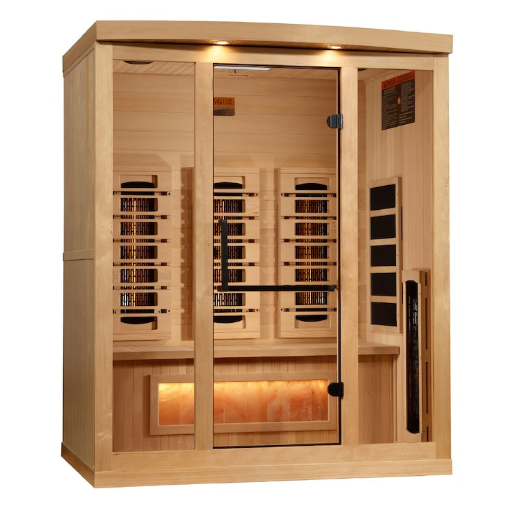 Golden Designs 2025 3-Person Full Spectrum PureTech™ Near Zero EMF FAR Infrared Sauna with Himalayan Salt (Canadian Hemlock) Saunas Golden Designs Default Title