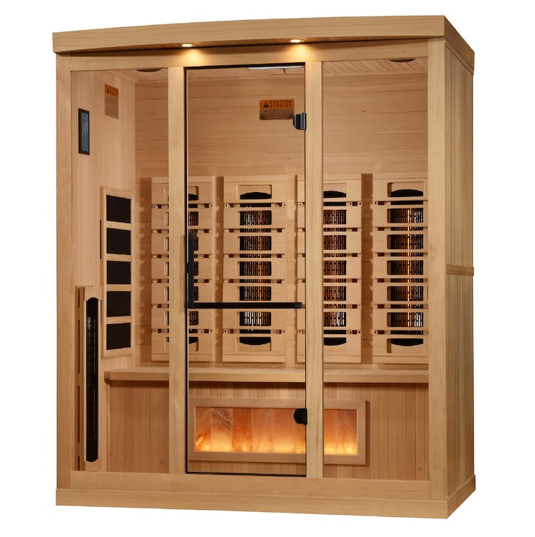 Golden Designs 4-Person Full Spectrum PureTech™ Near Zero EMF FAR Infrared Sauna with Himalayan Salt (Canadian Hemlock) Saunas Golden Designs