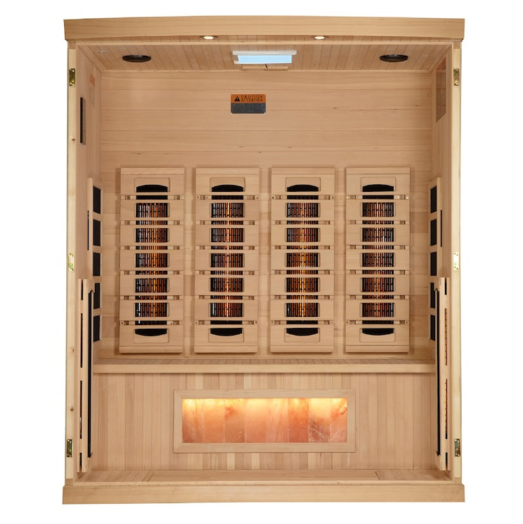 Golden Designs 4-Person Full Spectrum PureTech™ Near Zero EMF FAR Infrared Sauna with Himalayan Salt (Canadian Hemlock) Saunas Golden Designs