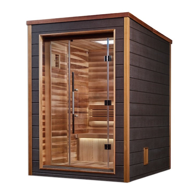 Golden Designs Narvik 2 Person Outdoor Traditional Sauna - Canadian Red Cedar Interior Saunas Golden Designs