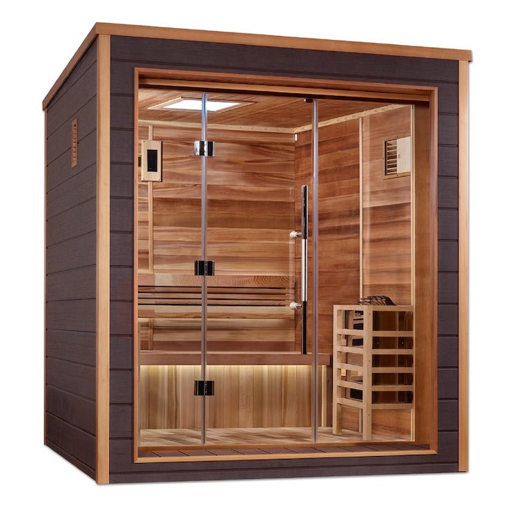 Golden Designs Drammen 3-Person Outdoor Traditional Sauna - Canadian Red Cedar Interior- Heater included Saunas Golden Designs Default Title