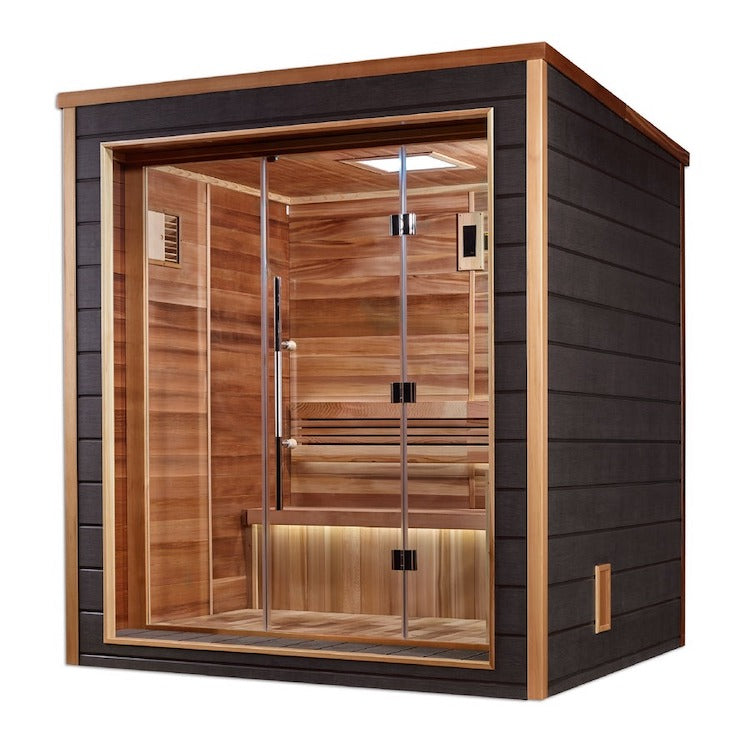 Golden Designs Drammen 3-Person Outdoor Traditional Sauna - Canadian Red Cedar Interior- Heater included Saunas Golden Designs