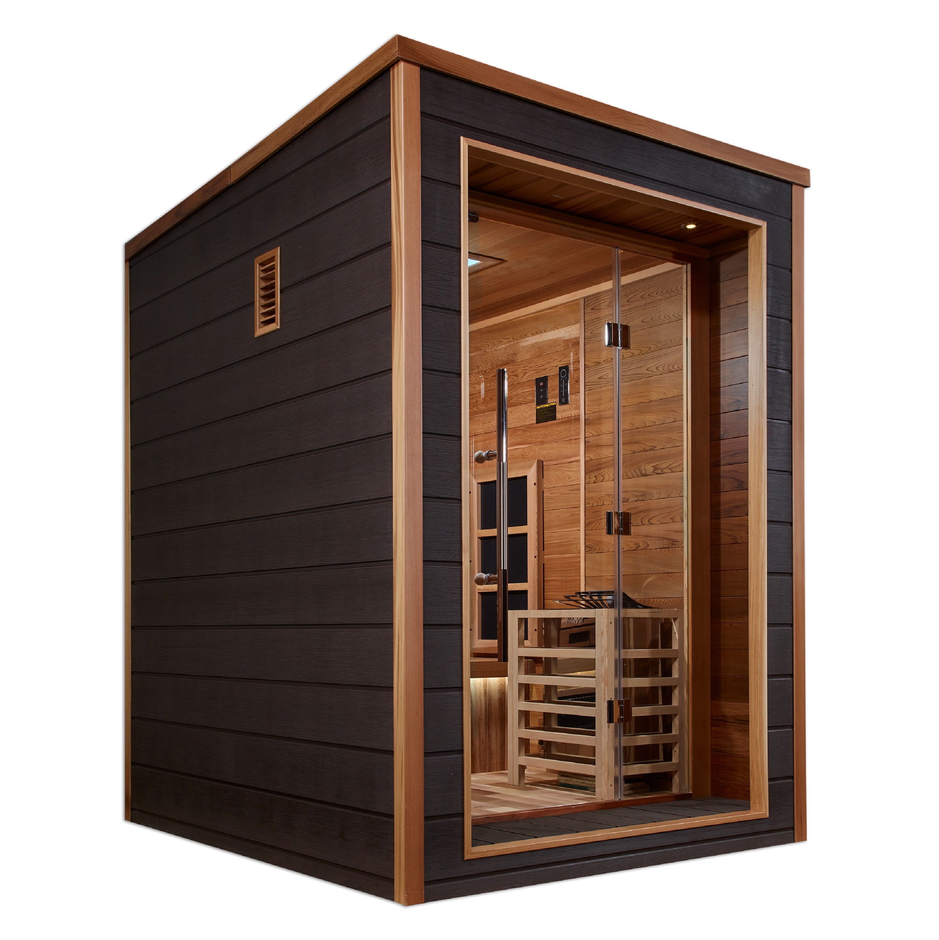 Golden Designs Nora 2 Person Outdoor-Indoor PureTech™ Hybrid Full Spectrum Sauna (GDI-8222-01)  Golden Designs Saunas   