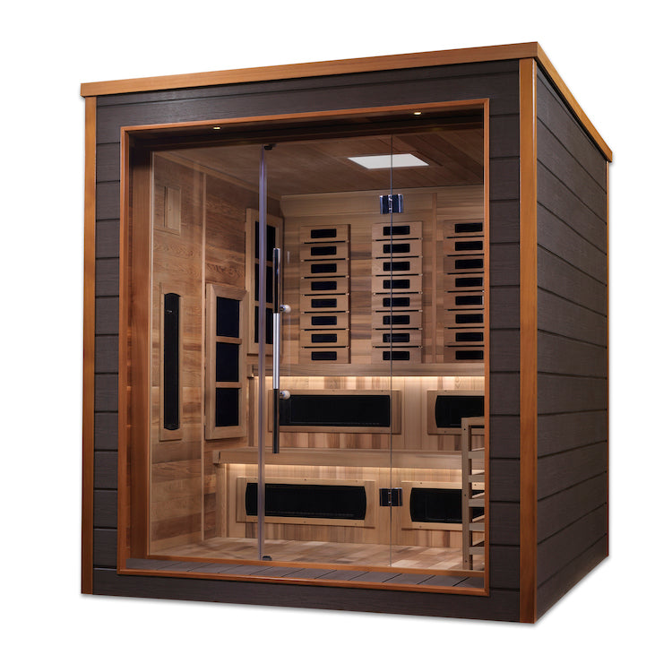 Golden Designs Karlstad 6 Person Outdoor-Indoor PureTech™ Hybrid Full Spectrum Sauna- Infrared + Traditional - Canadian Red Cedar Interior Saunas Golden Designs Default Title