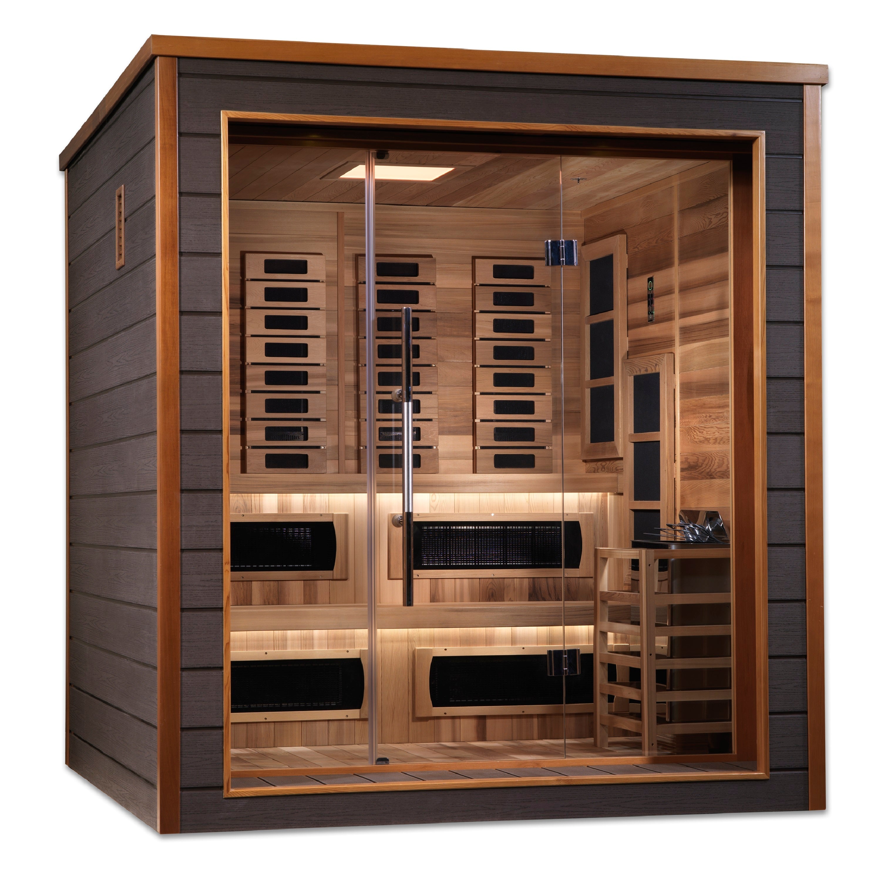 Golden Designs Karlstad 6 Person Outdoor-Indoor PureTech™ Hybrid Full Spectrum Sauna (GDI-8226-01) Barrel Steam Sauna Golden Designs Saunas Default Title  