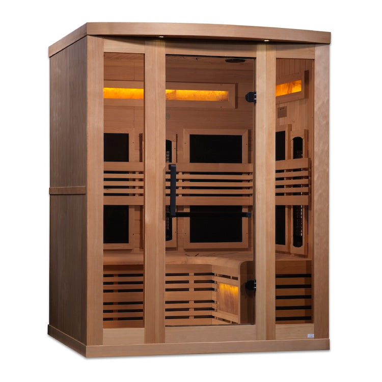 Golden Designs 3-Person Full Spectrum PureTech™ Near Zero EMF FAR Infrared Sauna with Himalayan Salt (Canadian Hemlock) Saunas Golden Designs Default Title