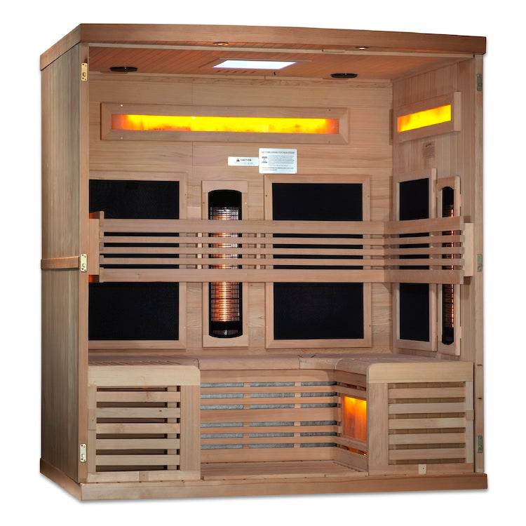 Golden Designs 6-Person Full Spectrum PureTech™ Near Zero EMF FAR Infrared Sauna with Himalayan Salt (Canadian Hemlock) Saunas Golden Designs