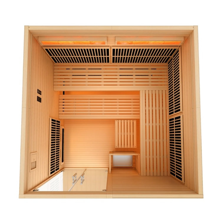 Golden Designs Toledo 6 Person Hybrid Sauna- Full Spectrum and Traditional Stove Saunas Golden Designs