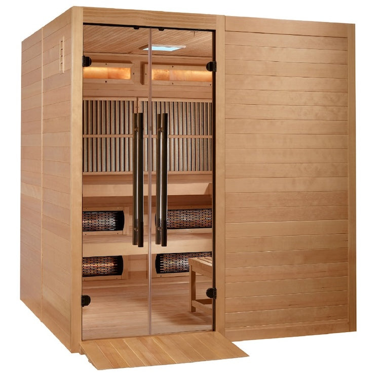 Golden Designs Toledo 6 Person Hybrid Sauna- Full Spectrum and Traditional Stove Saunas Golden Designs