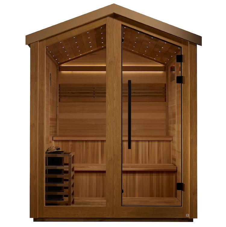 Golden Designs Kaarina 6 Person Outdoor Traditional Sauna - Canadian Red Cedar Interior Saunas Golden Designs