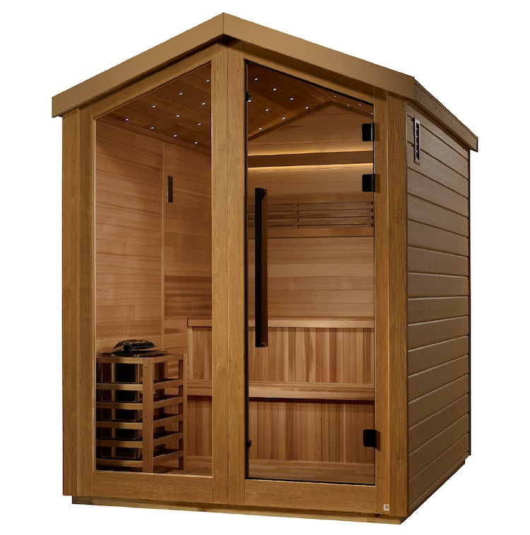 Golden Designs Kaarina 6 Person Outdoor Traditional Sauna - Canadian Red Cedar Interior Saunas Golden Designs