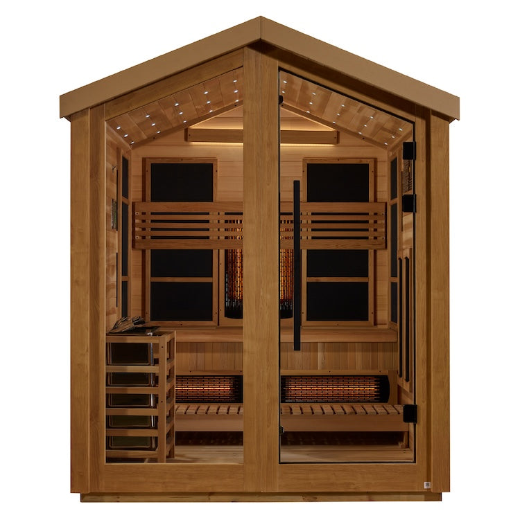 Golden Designs Loviisa 3 Person Hybrid (PureTech™ Full Spectrum IR or Traditional Stove) Outdoor Sauna - Canadian Red Cedar Interior Saunas Golden Designs Default Title