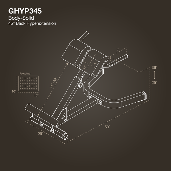 BODY-SOLID 45° BACK HYPEREXTENSION GHYP345 Strength Body-Solid   