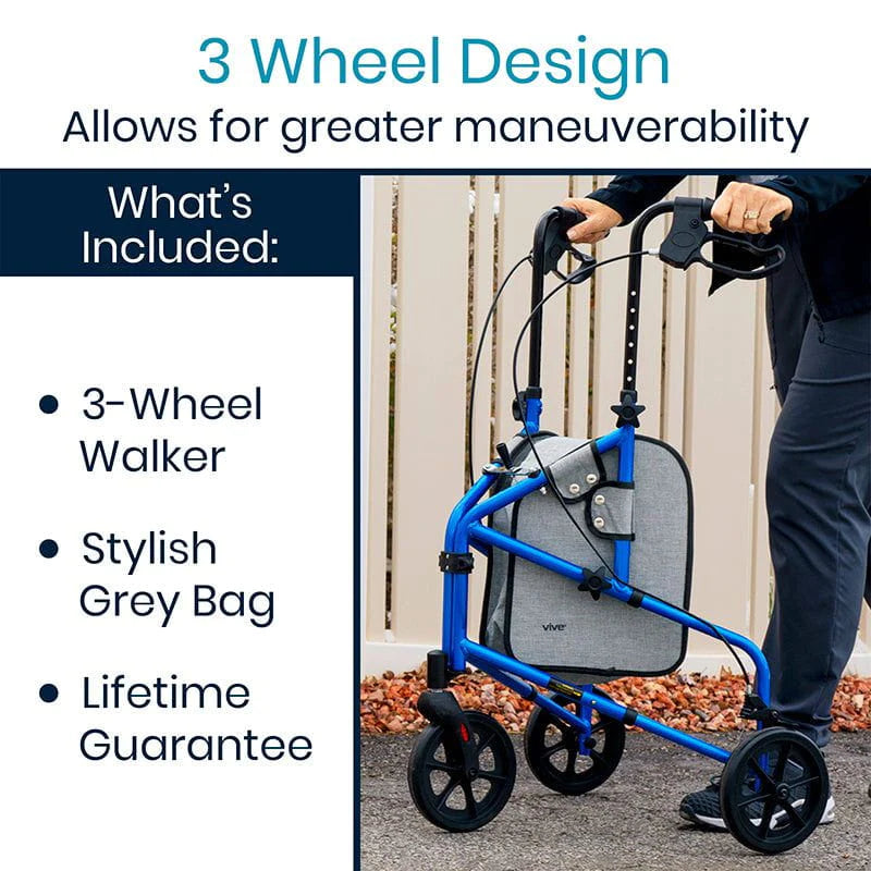 Vive Health 3 Wheel Rollator Walkers & Rollators Vive Health   