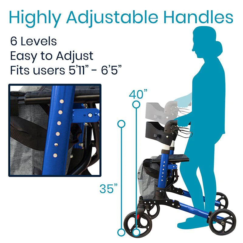 Vive Health MOB1044BLU Foldable Rollator Series T Walkers & Rollators Vive Health   