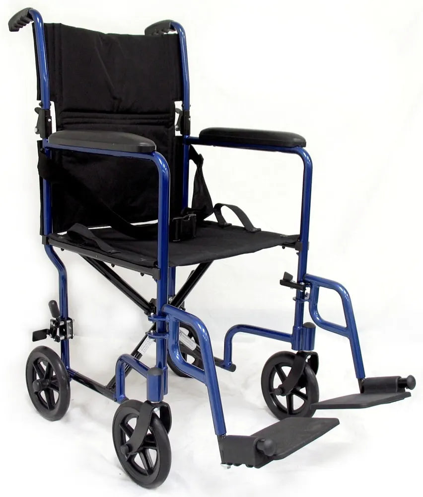 Karman LT-2017, LT-2019 Lightweight Transport Chair with Removable Footrest transport wheelchairs Karman Healthcare 17" Blue 