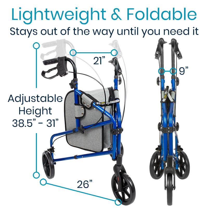 Vive Health 3 Wheel Rollator Walkers & Rollators Vive Health   