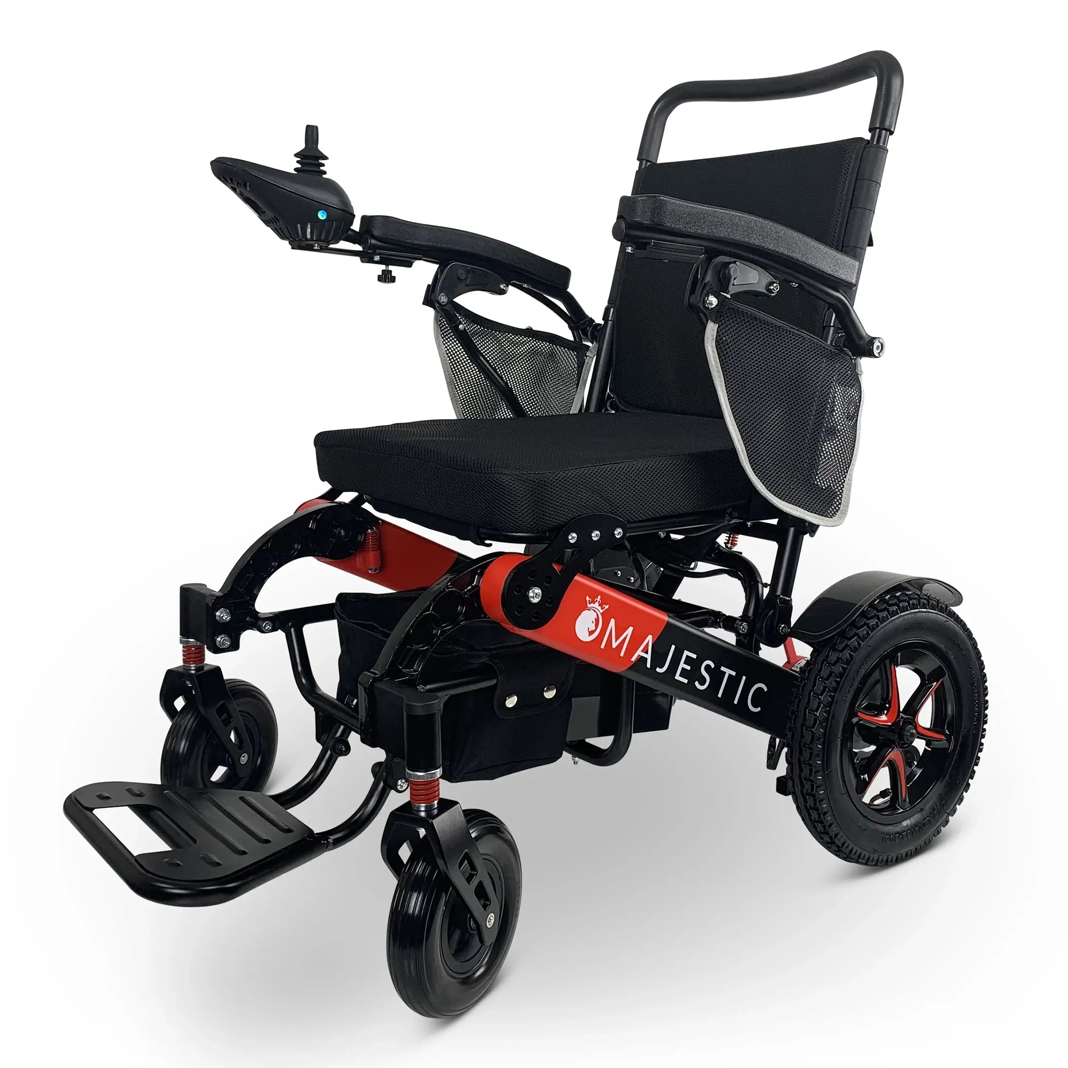ComfyGo Majestic IQ-7000 AF Auto Folding Remote Controlled Electric Wheelchair Electric Wheelchair ComfyGo Black & Red Standard Up To 13 Miles - 12AH Battery