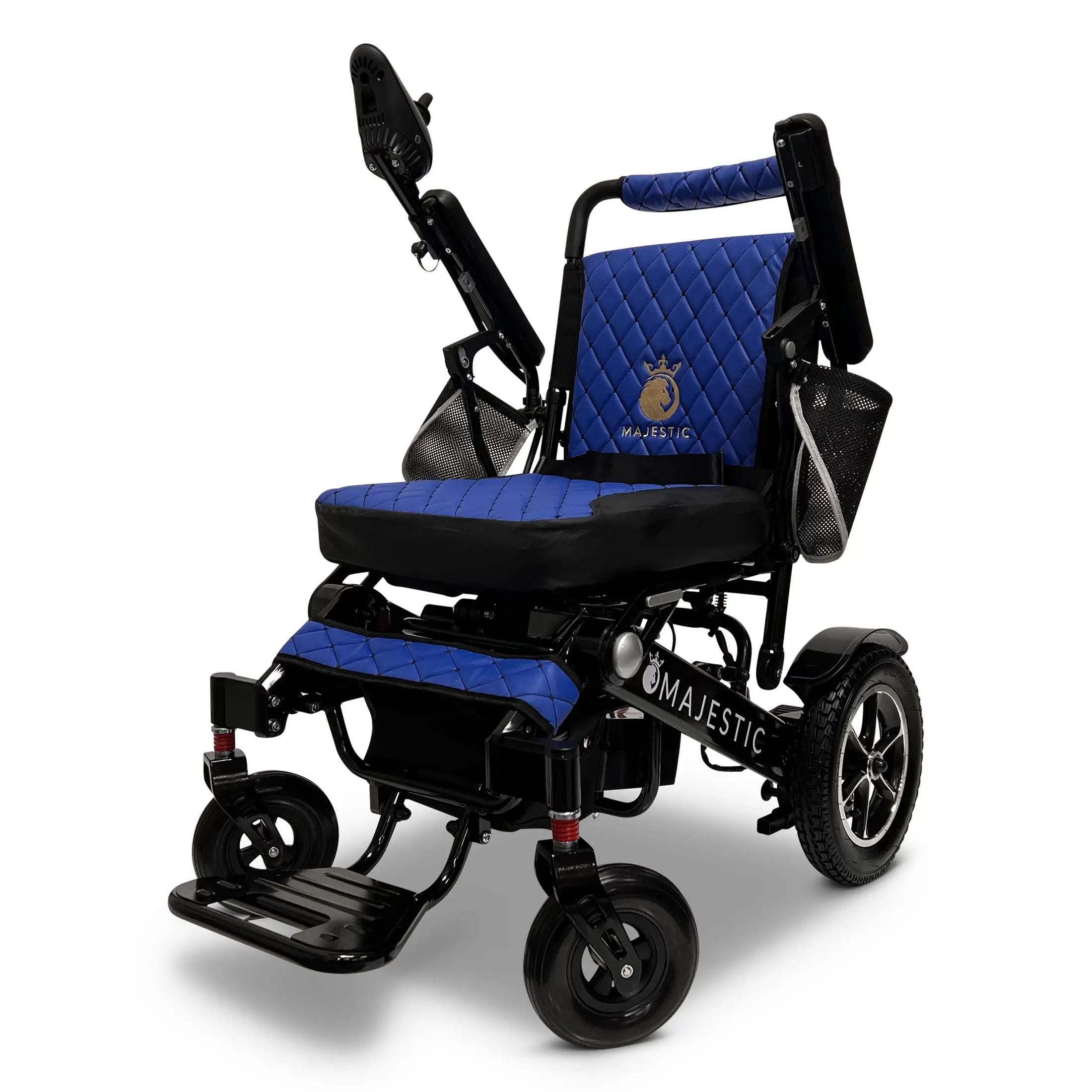 ComfyGo Majestic IQ-7000 AF Auto Folding Remote Controlled Electric Wheelchair Electric Wheelchair ComfyGo Black Blue Up To 13 Miles - 12AH Battery