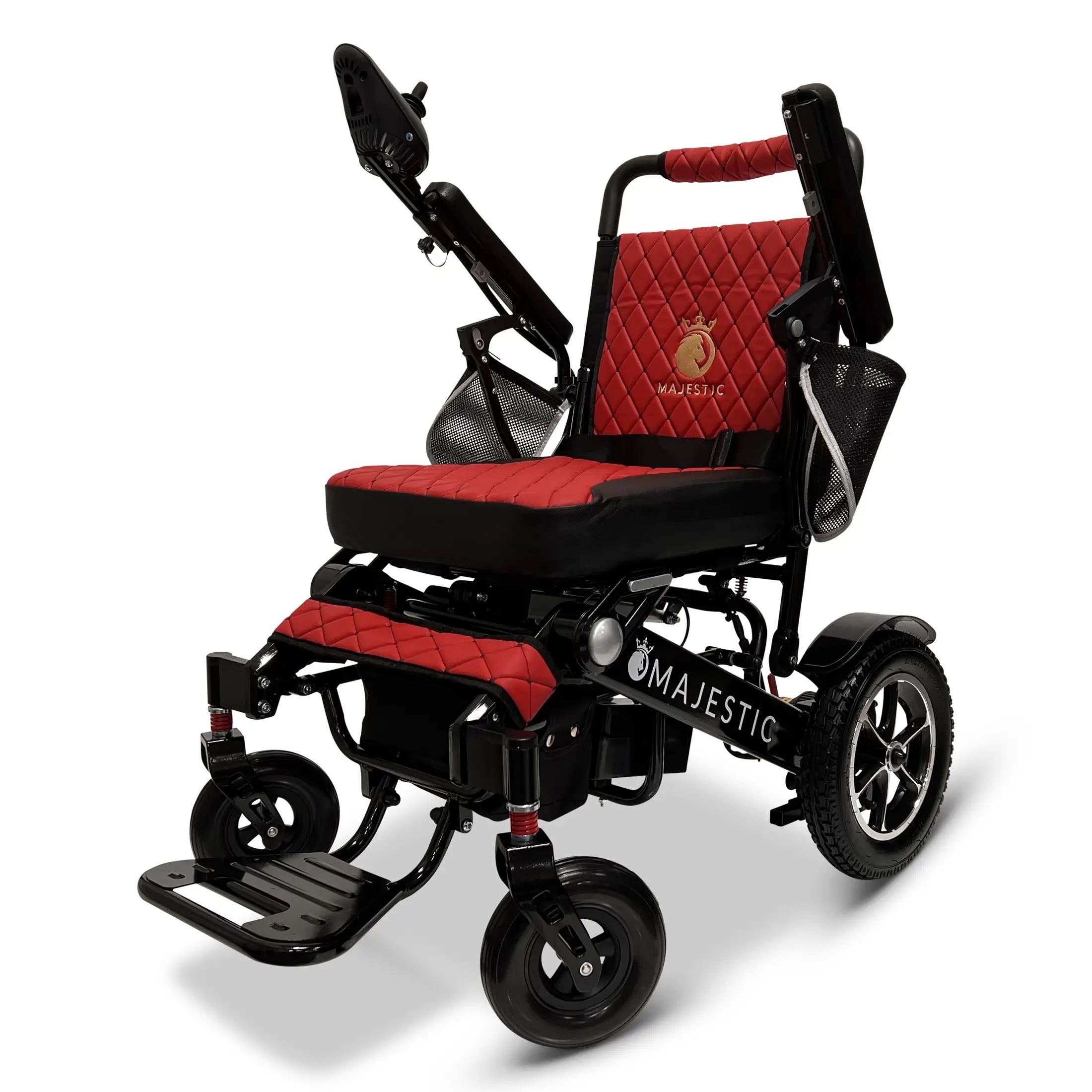 ComfyGo Majestic IQ-7000 AF Auto Folding Remote Controlled Electric Wheelchair Electric Wheelchair ComfyGo Black Red Up To 13 Miles - 12AH Battery