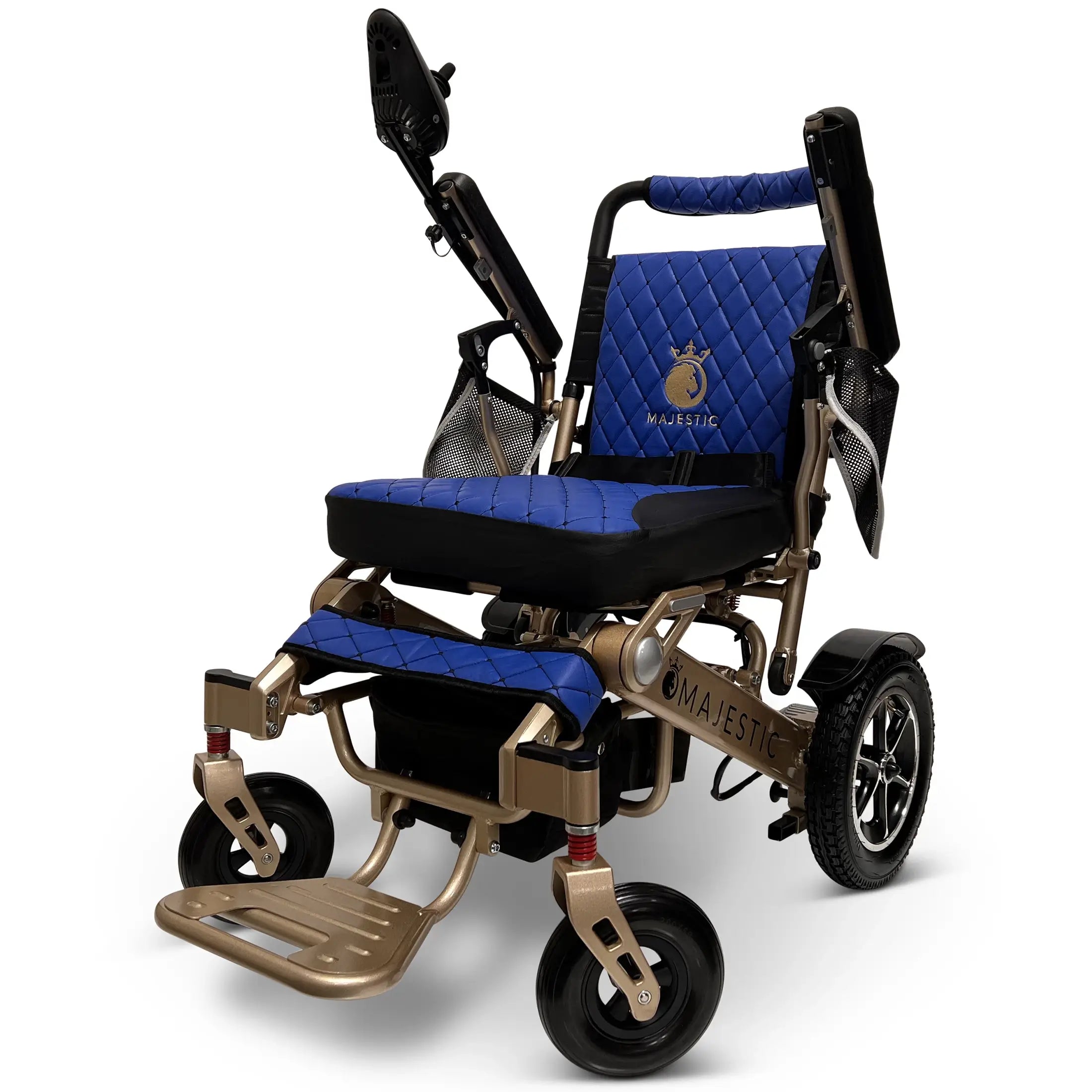 ComfyGo Majestic IQ-7000 AF Auto Folding Remote Controlled Electric Wheelchair Electric Wheelchair ComfyGo Bronze Blue Up To 13 Miles - 12AH Battery