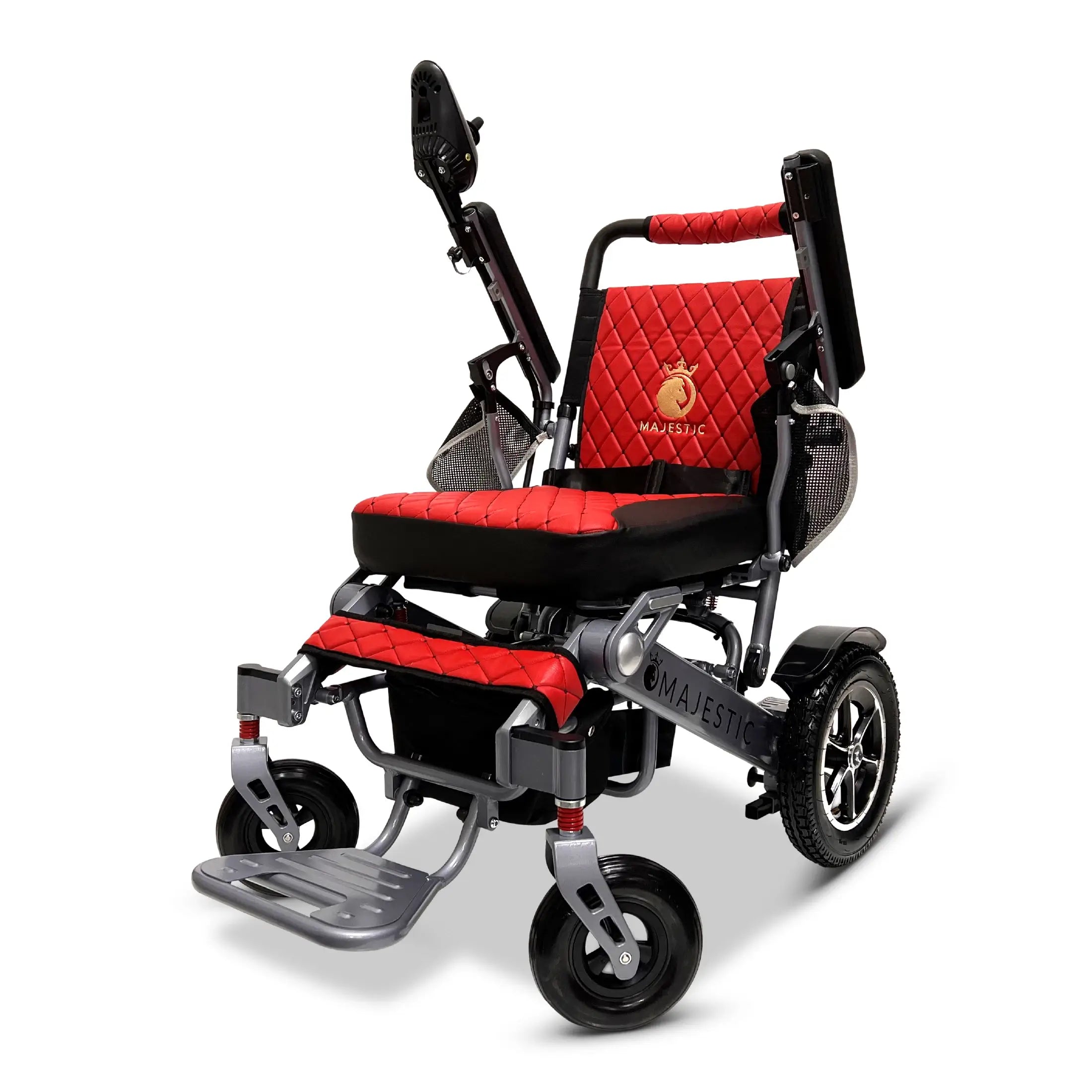 ComfyGo Majestic IQ-7000 AF Auto Folding Remote Controlled Electric Wheelchair Electric Wheelchair ComfyGo Silver Red Up To 13 Miles - 12AH Battery