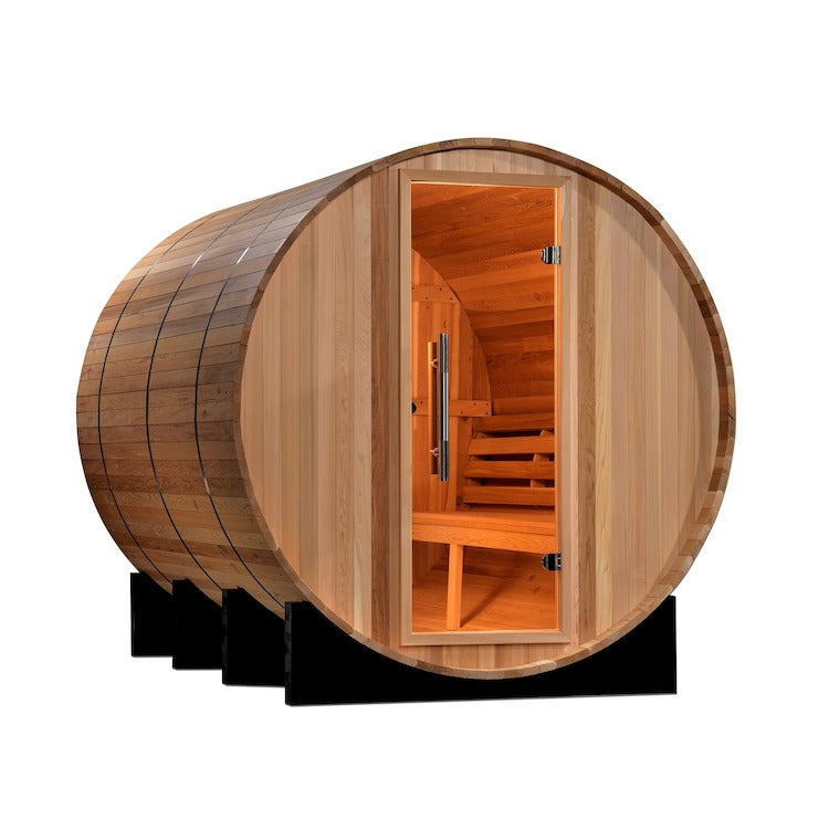 Golden Designs Marstrand Edition 6 Person Traditional Barrel Steam Sauna - Canadian Red Cedar Saunas Golden Designs