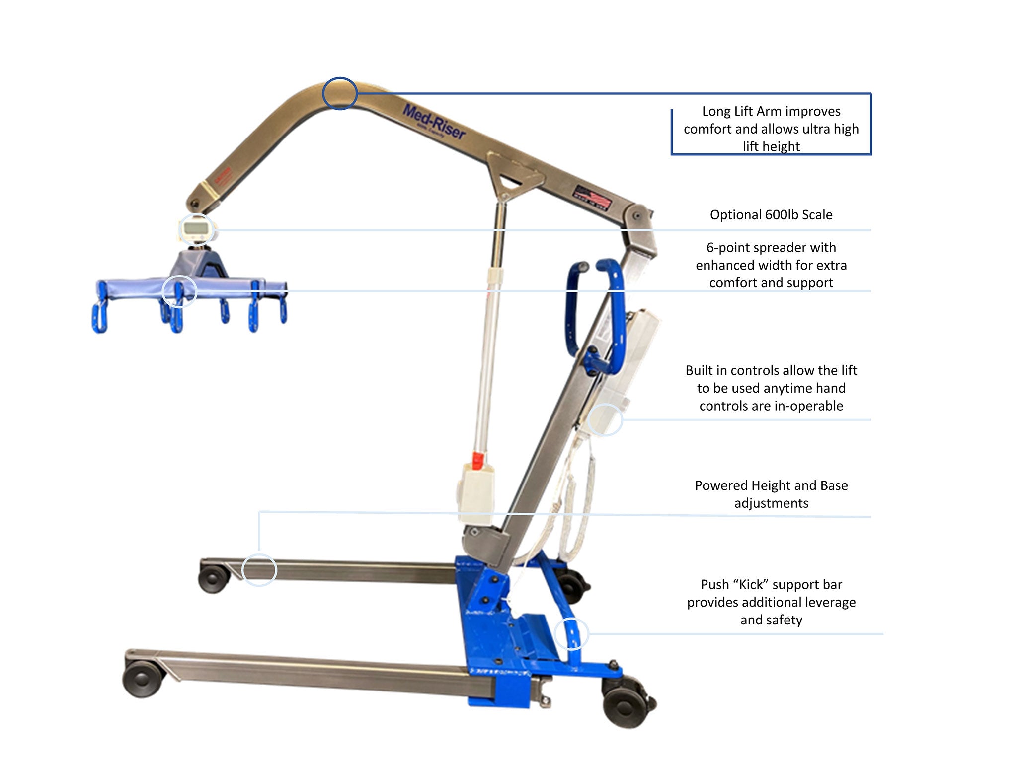 Med-Mizer Bariatric Patient Lift 600 lb. with Powered Base  Med-Mizer   