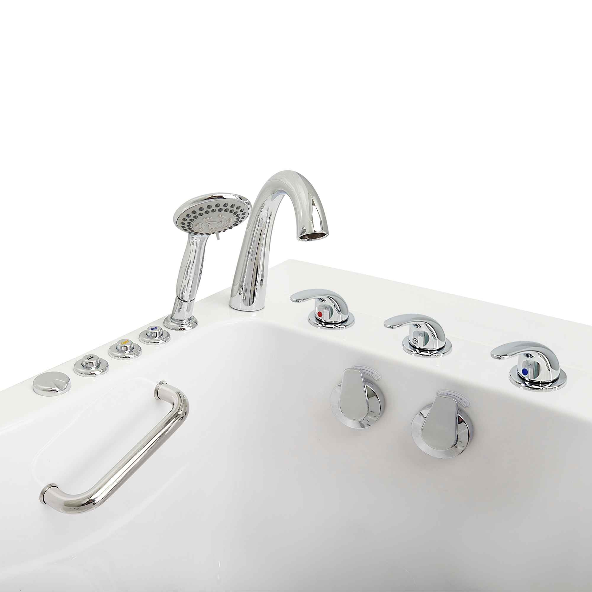 Ella Monaco 32"x52" Acrylic Air and Hydro Massage Walk-In Bathtub with Outward Swing Door, 5 Piece Fast Fill Faucet, 2" Dual Drain Bath Tub Ella's Bubbles   