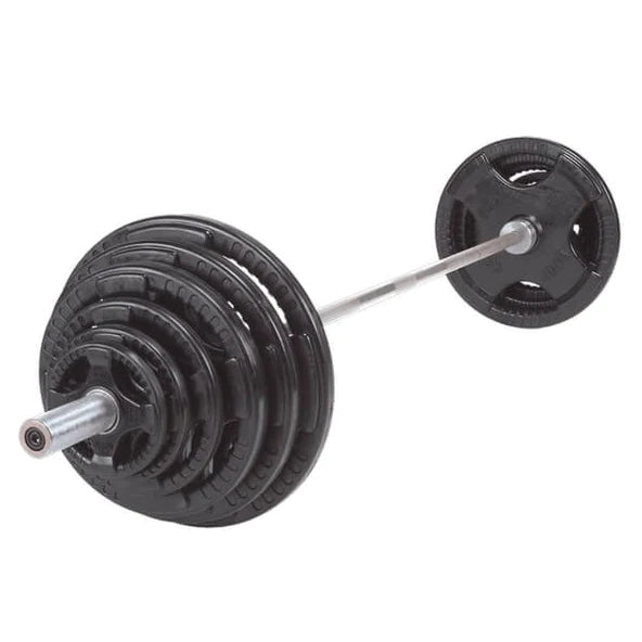 Body-Solid RUBBER GRIP OLYMPIC PLATE & BARBELL SET Strength Body-Solid 300 lbs.  