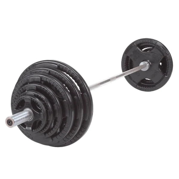 Body-Solid RUBBER GRIP OLYMPIC PLATE & BARBELL SET Strength Body-Solid 400 lbs.  