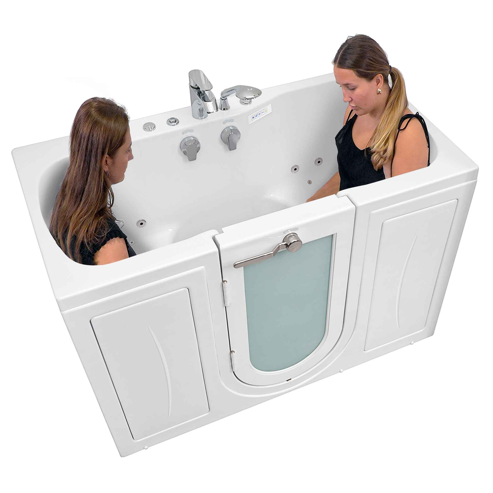 Ella Tub4Two 32"x60" Hydro + Air Massage w/ Independent Foot Massage Acrylic Two Seat Walk in Tub, Outswing Door, 2 Piece Fast Fill Faucet, 2" Dual Drains Bath Tub Ella's Bubbles   