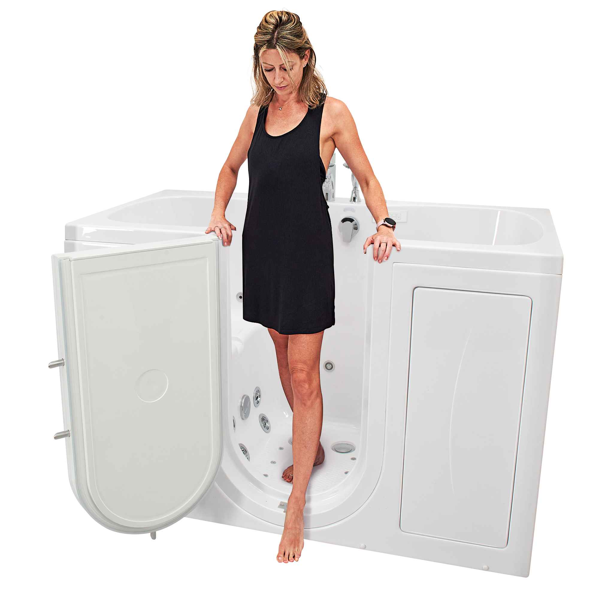 Ella Tub4Two 32"x60" Hydro + Air Massage w/ Independent Foot Massage Acrylic Two Seat Walk in Tub, Outswing Door, 2 Piece Fast Fill Faucet, 2" Dual Drains Bath Tub Ella's Bubbles   