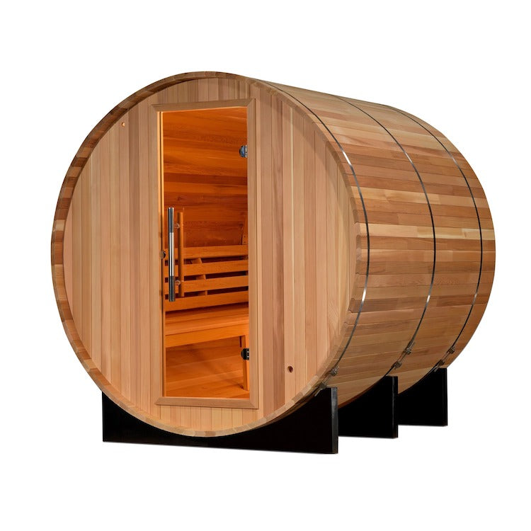 Golden Designs Uppsala Edition 4 Person Traditional Barrel Steam Sauna - Canadian Red Cedar Saunas Golden Designs