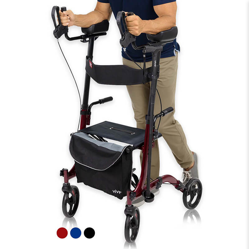 Vive Health Upright Walker Walkers & Rollators Vive Health Red  