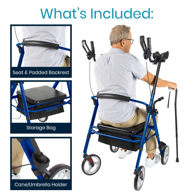 Vive Health MOB1055BLU Upright Walker, Series T Walkers & Rollators Vive Health   