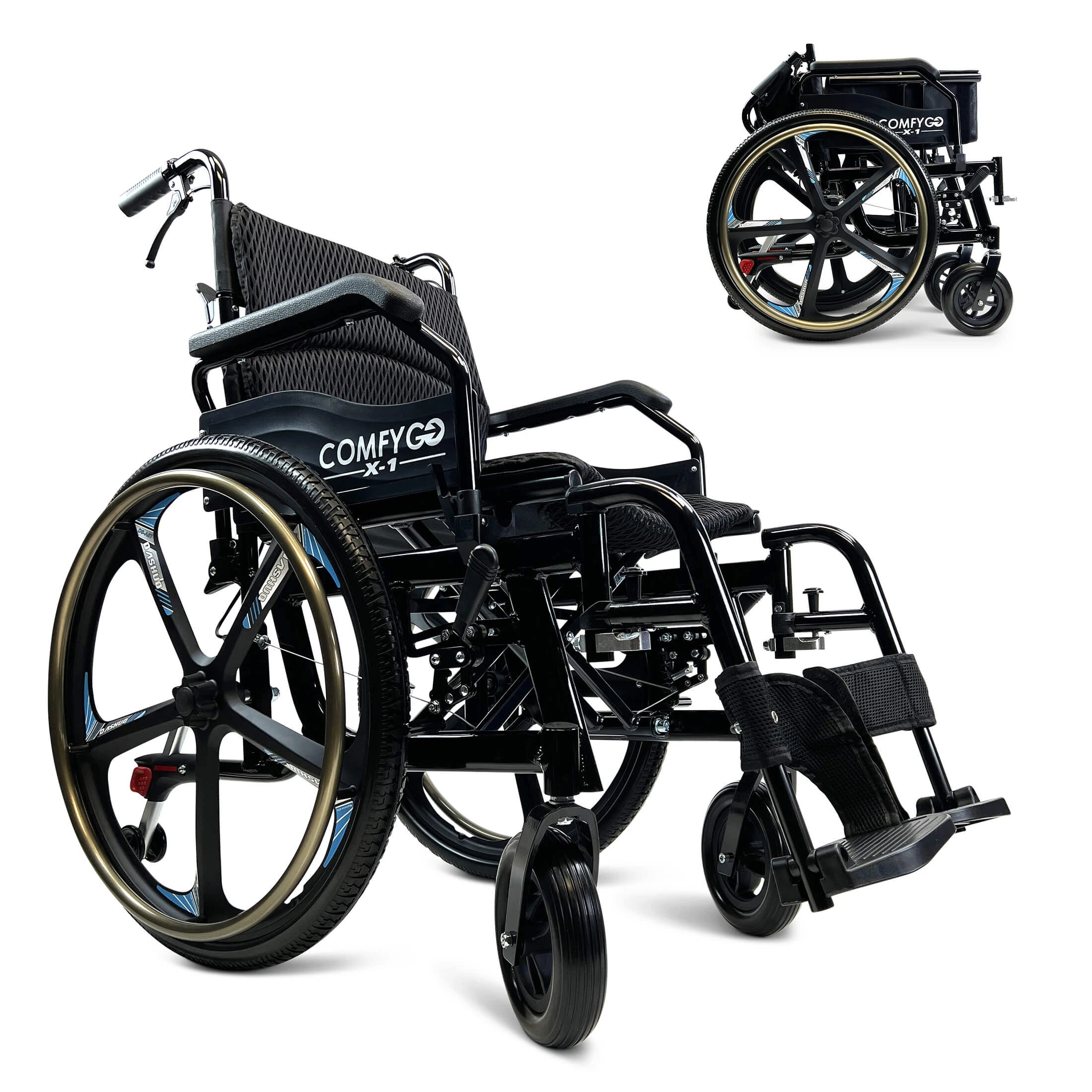 ComfyGo X-1 Lightweight Manual Wheelchair Standard Wheelchairs ComfyGo   