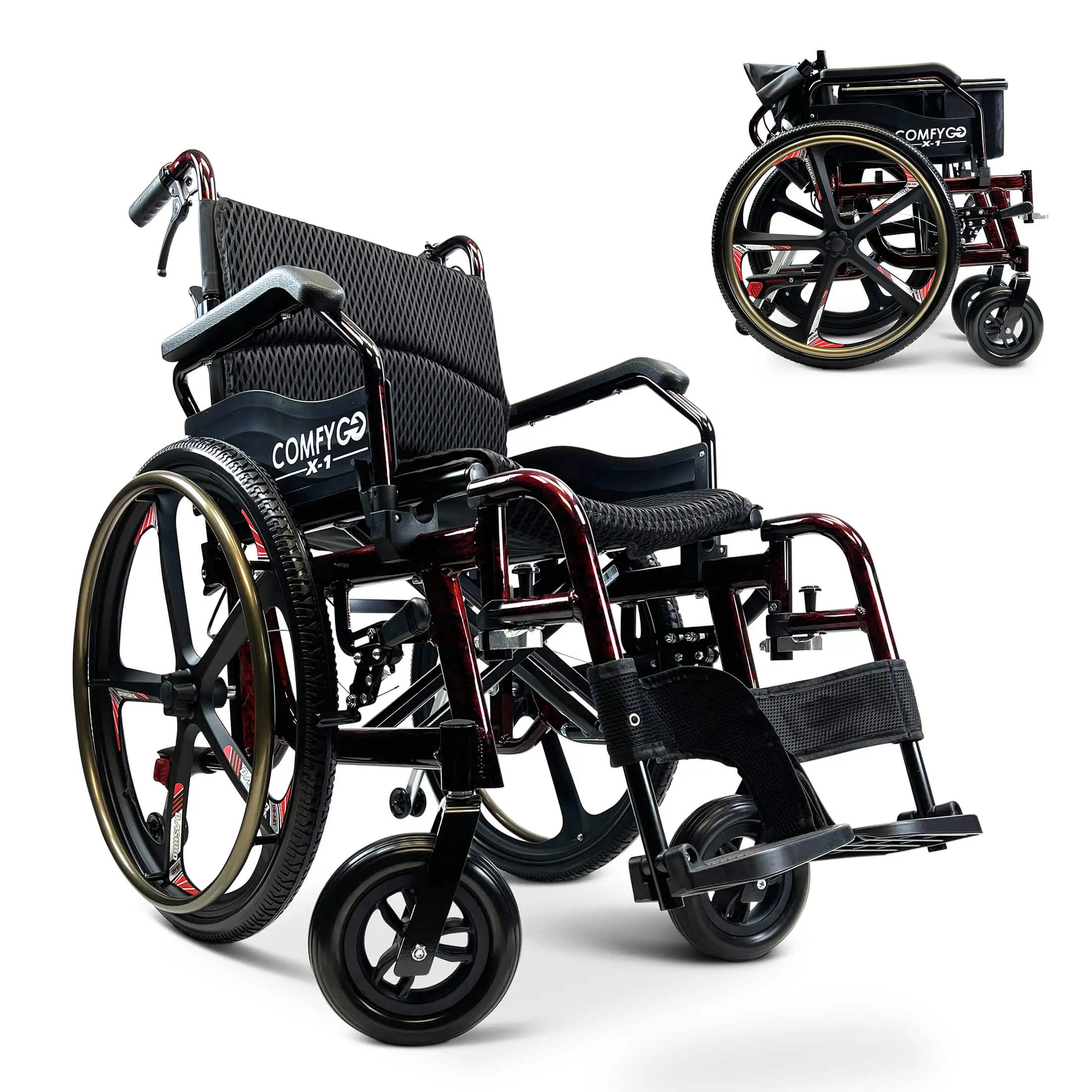 ComfyGo X-1 Lightweight Manual Wheelchair Standard Wheelchairs ComfyGo   