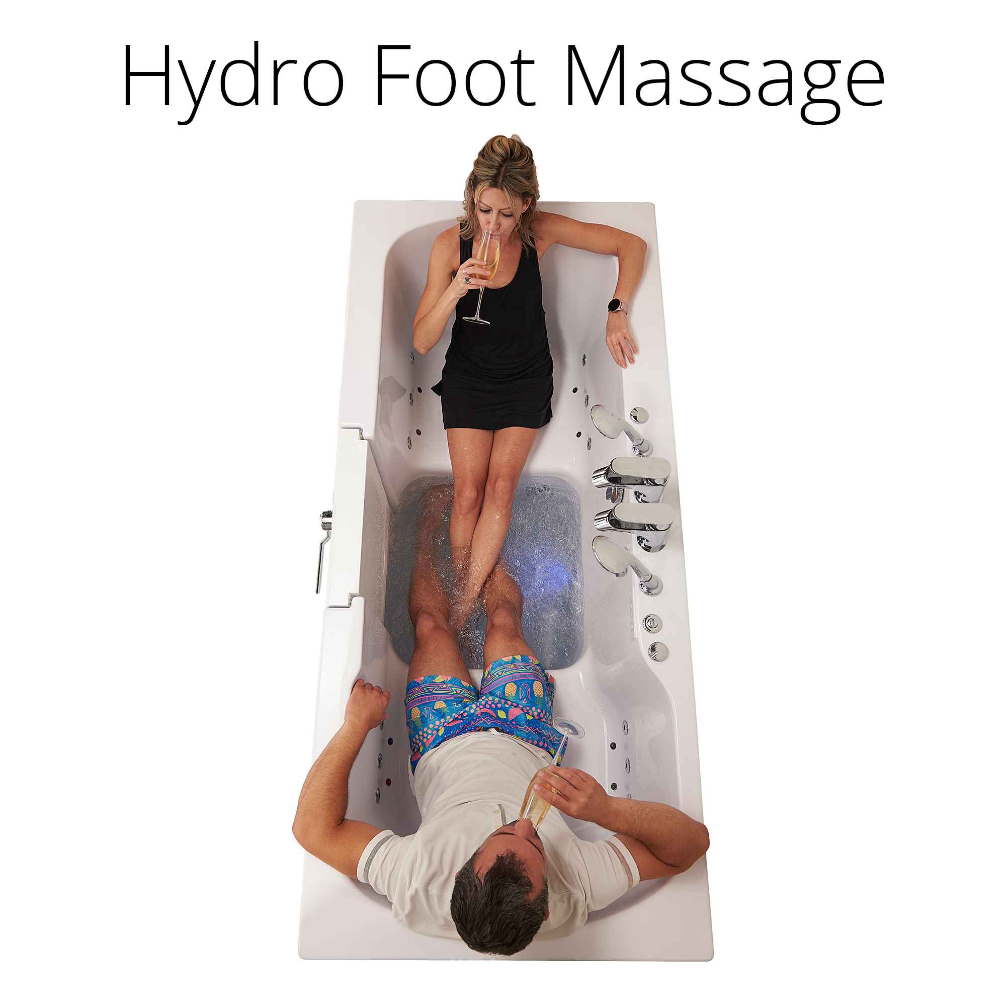 Ella Big4Two 36"x80" Hydro + Air Massage w/ Independent Foot Massage Acrylic Two Seat Walk-In-Bathtub, Outswing Door, 2x2 Piece Fast Fill Faucet, 2" Dual Drain Bath Tub Ella's Bubbles   
