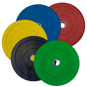 Body Solid 260Lb Chicago Extreme Bumper Plate Set With Barbell Weight Plate Set Body-Solid