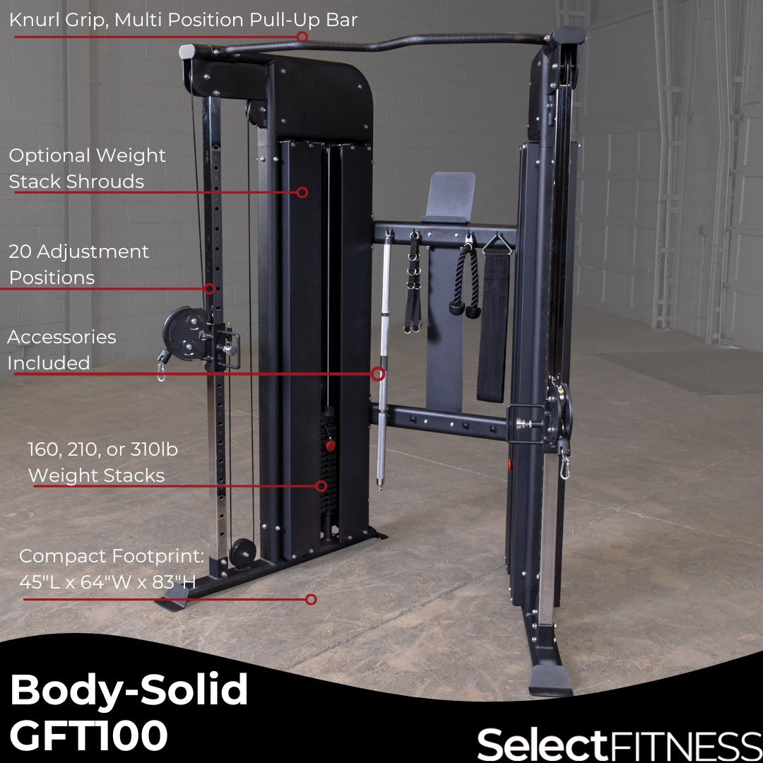 Body Solid GFT100 Functional Trainer Cable Machine Functional Trainer Body-Solid 210LB Stack Upgrade