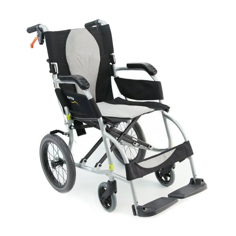 Karman S-2501F16SS-TP Ergo Lite Ultra Lightweight Ergonomic Transport Wheelchair with Companion Hill Brakes transport wheelchairs Karman Healthcare 16"  