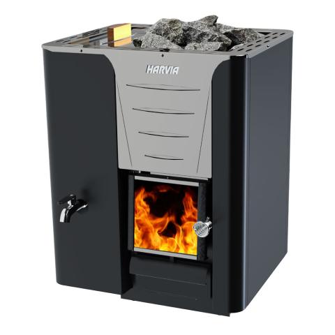 Harvia PRO Series 24.1kW Sauna Wood Sauna Stove Harvia Black With Stones (10-15cm Split Face Sauna Stones)